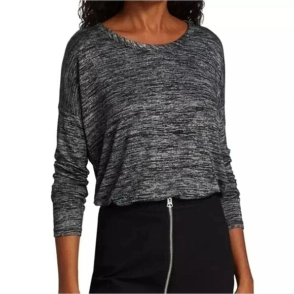 Rag &  Bone Hudson Long-Sleeve Tee Marled Grey Relaxed Fit Women's size Medium - Picture 3 of 9
